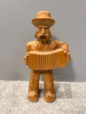 Vintage 1975 Lithuanian Hand Carved Wooden Musician – Soviet Era Folk Art picture