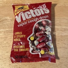 Vintage 1980s Vick’s Victors Cherry Flavored Cough Drops 30 Ct. Bag NOS picture