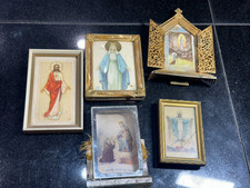 Antique Catholic Jesus Small Plaque Picture Frame Lot Christianity picture