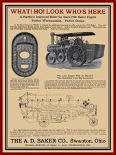 1912 A.D. Baker of Swanton OhiO Traction Steam Engine NEW Metal Sign: 12x16