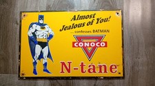 Vintage CONOCO BATMAN N-tane Porcelain Enamel Sign 12