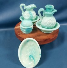 VTG AVON 8pc Set Jadeite Moonwind Pitchers Basins Soapdish Powder Sachet 1.5oz picture
