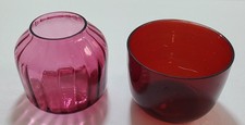 Bowls  Vases Cranberry Ruby Red Ribbed MCM VINTAGE picture