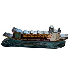 Shelia's Collectibles 1997 Boston Swan Boat Wooden Shelf Sitter SEE03 picture