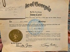 RARE 1970s Jimmy Carter Signed Georgia Governor Appointment Certificate picture