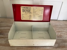 Vintage c. 1950's The American Home Menu Maker Red & White Metal Recipe Box picture