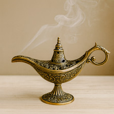 Vintage Brass Aladdin Lamp Incense Burner Retro Arabic Decoration Gift 3.5'' picture