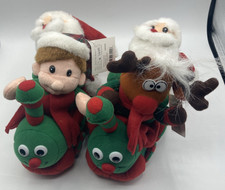 Lot of 2 Coynes Company Musical Plush Holly Day Helpers Santa Reindeer Elf NWT picture