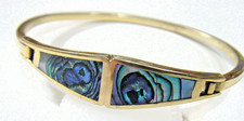 vintage Abalone gems alpaca silver hand made bracelet collector jewelry FC1343 picture