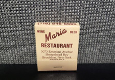 RARE Vintage Maria's Italian Restaurant, Brooklyn, NY MATCHBOOK Full Unstruck picture