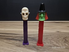 Vintage 1971 PEZ Dispencers Witch Green Face And Skeleton  picture