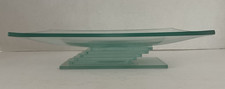 Clear Green Glass,   Rectangle Dish  on a Pedestal,  Elegant,  8.5