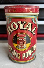 1938 ROYAL BAKING POWDER 12 OZ ADVERTISING TIN CAN CANISTER NICE VINTAGE PIECE picture