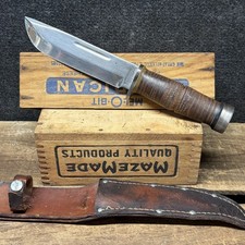 Vtg 1940s WWII Era Cattaraugus 2250 Fighting Hunting Fixed Blade Knife W/ Sheath picture