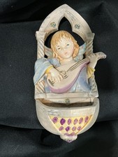 Vintage Fontinini Depose cherub Angel Playing Mandolin Holy Water Wall Art picture