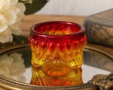 Boyd Amberina Glass Footed Open Salt Cellar Cadmium Glow 1