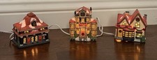 Vintage 1996 Trim-A-Home Christmas Village Lot of 3 Buildings Porcelain picture