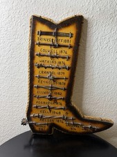 Vintage Texas Antique Barbed Wire 12 Sample Boot Plaque Dalton Gang San Angelo picture