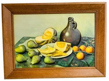 VTG HENK BOS 3D RAISED STILL LIFE PEARS MELONS ALL METAL LITHOGRAPH 1960 DAC NY picture