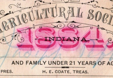 1884 Agricultural Society Ticket Wabash County, IN N. Banister H.E. Coate F49 picture