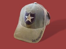 ARMY 2d INFANTRY DIVISION HAT EMBROIDERED U.S MILITARY CAP OD GREEN STONEWASHED picture