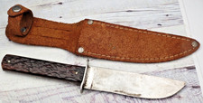 Antique Pre-WWII Era Unamrked Bowie Hunter Knife Rogers Bone Handles picture