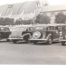c1940s Unknown Location Convention Hall Snapshot Photo Auditorium Cars Parking picture