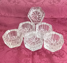 Set of 6 ~ Crystal Open Salts ~ Heavy & Thick Glass Crystal with Pinwheel Bottom picture