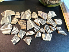 Lot of Native American Pottery Shards / Fragments Black & White Geometric 30 pc picture