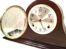 Antique Ingraham Mantel Clock Mahogany Case Runs and Strikes picture