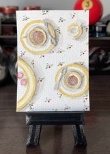 Original ACEO Tea For Two Tablescape Still Life Watercolor Painting OOAK picture