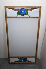 Vintage Oak Wood Frame Faux Stained Glass Plastic/Acrylic Ceiling Light Panel picture