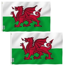 Anley 2 Pack Fly Breeze 3x5 Foot Wales Flag - Welsh National Flags Polyester picture