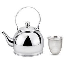 1qt Haus Roland Teapot Stainless Steel Kettle w/ Strainer Infuser Silver Tea Pot picture