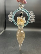 Vintage Murano Art Glass Gold Fleck Twisted Swan Ornament Figurine picture