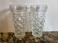 Vintage Leonard Italian Glass Quilted Diamond Pattern Shot Glass Set Of Two 3.2