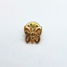 Vintage Goldtone Filigree Butterfly Cutout Textured Delicate Nature Lapel Pin picture