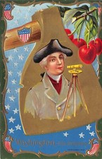 GEORGE WASHINGTON BIRTHDAY~HIS PORTRAIT ON HATCHET HEAD~C.1910 picture