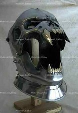 Steel Medieval Demonic Face Helmet Battle-ready Medieval Knight Helmet 18 Gauge picture