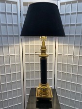Vintage Neoclassical Brass and Black Column Table Lamp picture