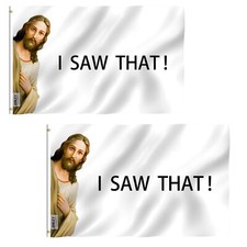 Anley 2 Pack 3x5 Ft I Saw That Jesus Christ Flag - College Funny Dorm Flags picture