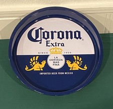 Corona Extra  12.5” Inch Blue Beer Serving Tin Tray Very Good picture