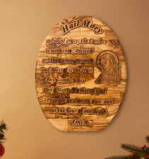 Hail Mary Prayer Wall Hanging Plaque, Olive Wood picture