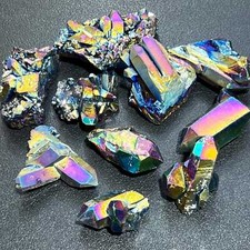 Titanium Aura Quartz Crystal Clusters And Rough Raw Points Wholesale picture