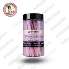 Blazy Susan Pink 1 1/4 Pre Rolled Cones 50 Count Jar 84mm Ultra Thin Vegan picture