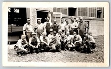 Vtg 1940s Factory Workers Group Photo - Blue Collar Labor Americana Industrial picture