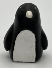Black & White Painted Penguin Bird Figurine Makers Stamp 2 3/8