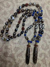 2Pcs Wonderful Tibetan Agate Dzi Beads Necklace W/Agate Dzi *7Eyed* Bead Pendant picture