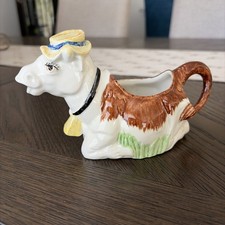Vintage Price & Kensington Cow Creamer Novelty Pitcher Hat Bell Made in England picture