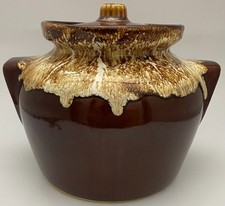 Vintage Robinson Ransbottom Brown Drip Glaze Stoneware Bean Pot Lid picture
